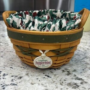 Longaberger Peppermint Basket with Green and Brown Weave